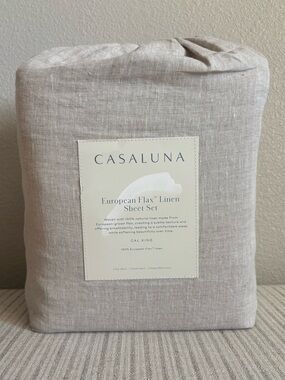 NWT California King 100% Linen Sheet Set Natural - Casaluna